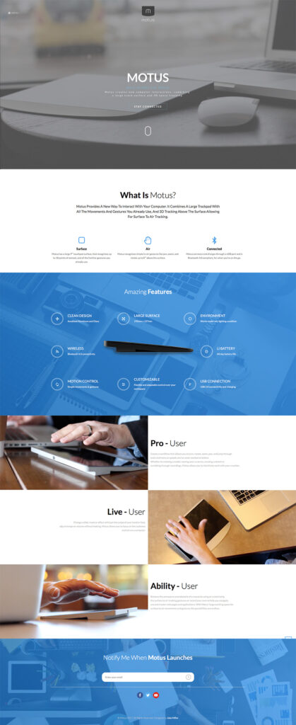 Motus homepage preview.